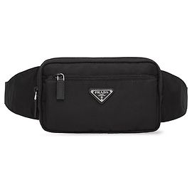 Prada Re-Nylon Saffiano Leather Belt Bag Black Black