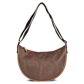 Etro Bolsa de Ombro Meio-Lua Paisley Marrom
