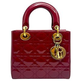 Dior Borsa tote piccola in vernice Cannage rosso ciliegia Rosso