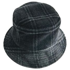 Burberry Woll-Check Bucket Hat in Anthrazitgrau Braun