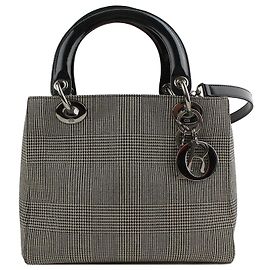Dior Bolsa pequena de ombro e tote em tecido Glencheck prata para mulher Marrom
