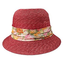 Kenzo Coral Red Raffia Hat Red