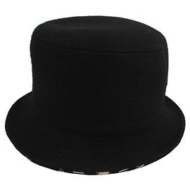 Burberry Black Wool Check Knit Trimming Brim Hat Multiple colors