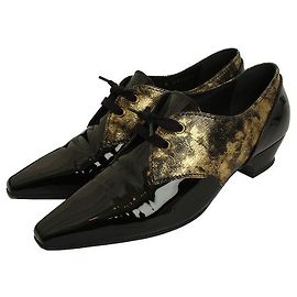 Chanel Schwarzer Lackleder Goldie Schnürloafer Schwarz