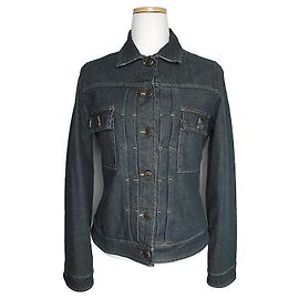 Burberry Dunkelgraue Arbeits-Jeansjacke Braun