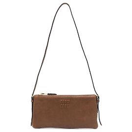 Miu Miu Mini Pouch aus Napa-Leder Eiche AEFX Braun