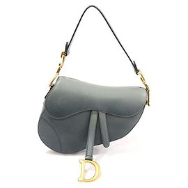 Dior Bolsa de ombro média em couro de vitela gradiente azul cinza Azul