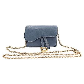 Dior Borsa a tracolla nano in pelle di capra denim scuro con catena Blu