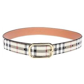 Burberry Cinturón de cuero a cuadros Multicolor