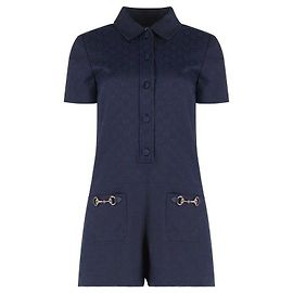 Gucci Horsebit GG Canvas Jumpsuit Blue