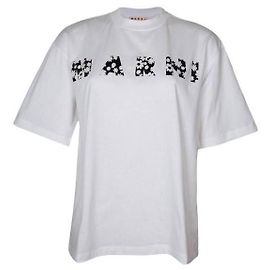 Marni Camiseta de algodão com estampa de logo Branco
