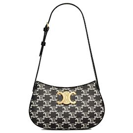 Céline Two-Tone Triomphe Canvas Medium Tilly Bag Black Black
