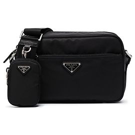 Prada Nylon Rectangle Shoulder Bag Black Black