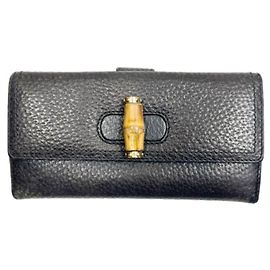 Gucci Cartera Larga Vintage de Bambú Castaño
