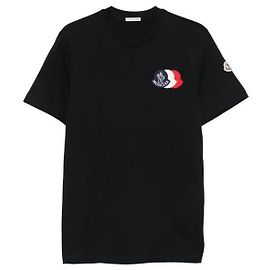 Moncler Camiseta de algodón con logo bordado Multicolor