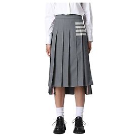 Thom Browne Saia plissada de lã tecida plana Marrom
