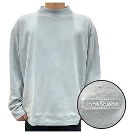 Camiseta de manga longa relaxada tingida com logo Acne - Azul suave Azul