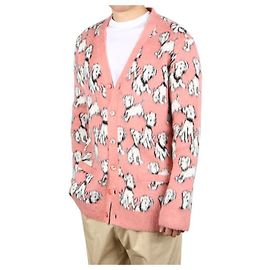 Céline Gebürstete Helle Künstler-Jacquard-Cardigan Pink