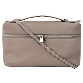 Loro Piana Borsa a spalla in pelle con tasca extra Mastic caldo Marrone