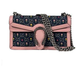 Gucci Borsa a tracolla piccola in denim floreale Dionysus Rosa