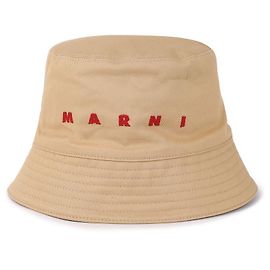 Marni Bucket Hat mit gesticktem Logo Weiß