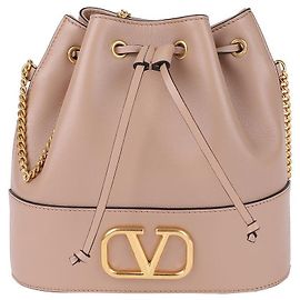 Valentino Bolsa bucket com corrente e logo Rosa