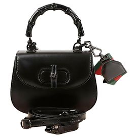 Gucci Bolsa de ombro mini com alça de bambu Preto