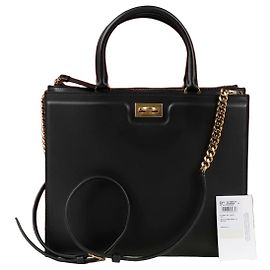 Salvatore Ferragamo Gancini Triple Handle Tote Shoulder Bag Black