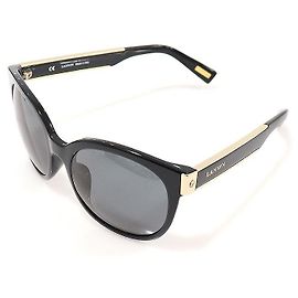 Lanvin Óculos de sol femininos com armação preta e letras douradas Preto