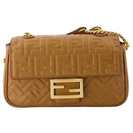Fendi Bolsa Baguette Chain Midi em Couro Napa Multicor
