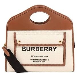 Burberry Piccola borsa tote in tela e pelle bicolore Multicolore