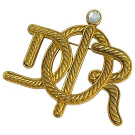 Goldplattierte Strassbrosche Christian Dior Golden