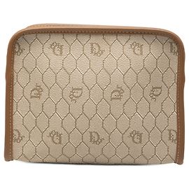 Dior braune Honigwaben-beschichtete Canvas-Tasche Braun Beige