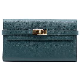 Cartera Longa Kelly en Epsom Verde Hermès Verde Verde oscuro