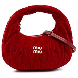 Borsa Wander Mini Matelassé in Velluto Rosso Miu Miu Rosso