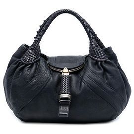 Fendi Blue Leather Spy Handbag Blue Navy blue