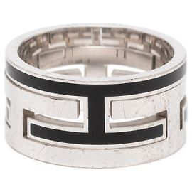 Anel Move H em prata esterlina e esmalte Hermès Prata