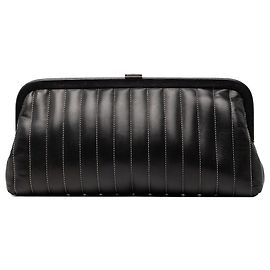 Chanel Schwarze gesteppte Lammleder Mademoiselle Linie Clutch Schwarz