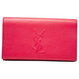 Clutch Belle De Jour Grande em Couro Rosa Saint Laurent Rosa Outro