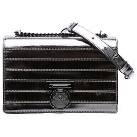 Balmain Silver Patent Mariniere Flap Silvery