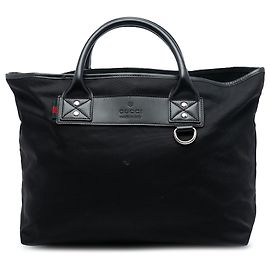 Gucci Schwarze Nylon-Web-Geschäftstasche Schwarz