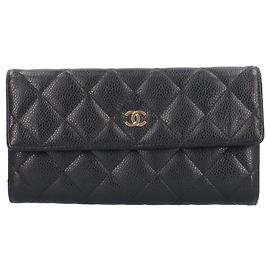 Portafoglio in pelle di vitello grana nera Chanel Nero