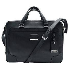 TUMI ASTOR 093230D 17" COMPUTER BRIEFCASE BAG ANSONIA BLACK LEATHER Black