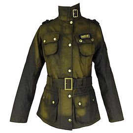 Chaqueta de moto para mujer Barbour encerada Verde