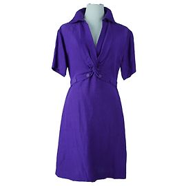 Vestido de linho roxo com decote em V SANDRO Roxo