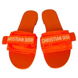 Christian Dior Neon Orange Dio(r)evolution rubber slippers Orange