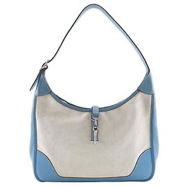 Borsa a Spalla Hermès Trim31 Toile H Triomphe Clemence Blu