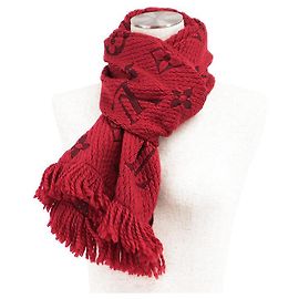 Sciarpa Logomania in Lana e Seta Louis Vuitton Rosso