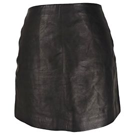 SéZane Falda Mini de Cuero de Cordero Negra SEZANE Negro