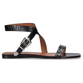 Paris Texas Lauren Croco Flat Sandals Black